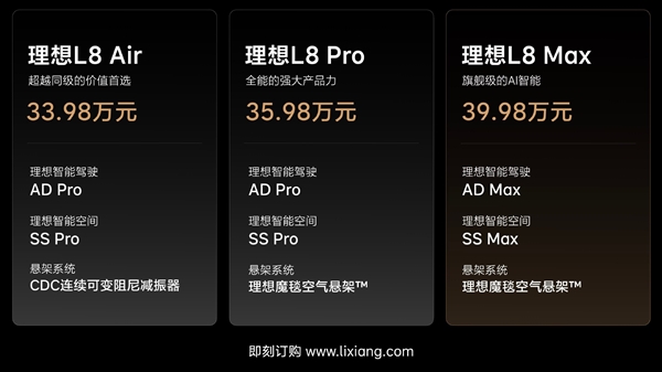 又便宜2万！理想L8 Air发布：砍掉魔毯悬架