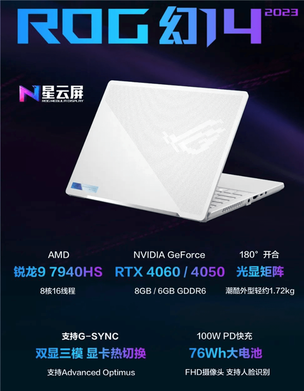 ROG新款幻14笔记本即将上市：锐龙9 7940HS 可选RTX 4060