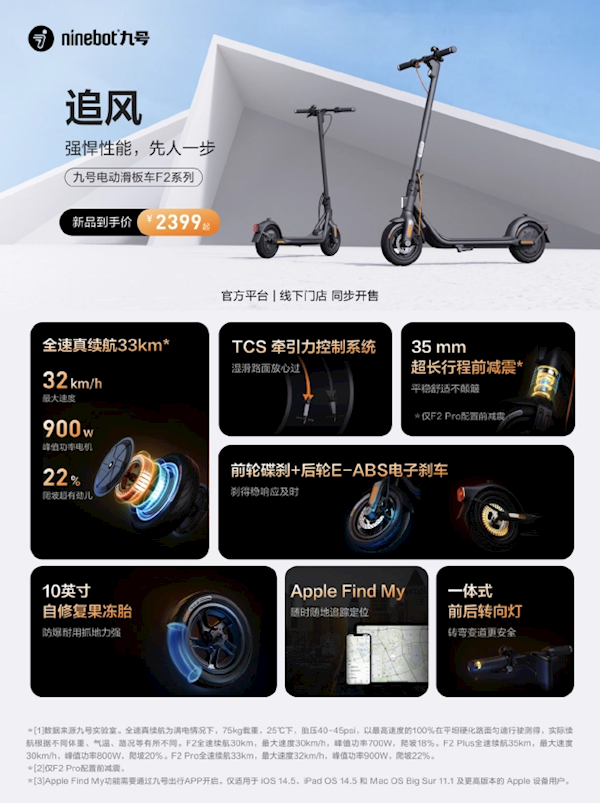 九号公司参展MWC2023:F2、E2滑板车发布 1599元起