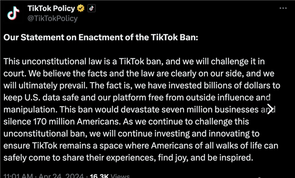 TikTok CEO：我们不会离开美国